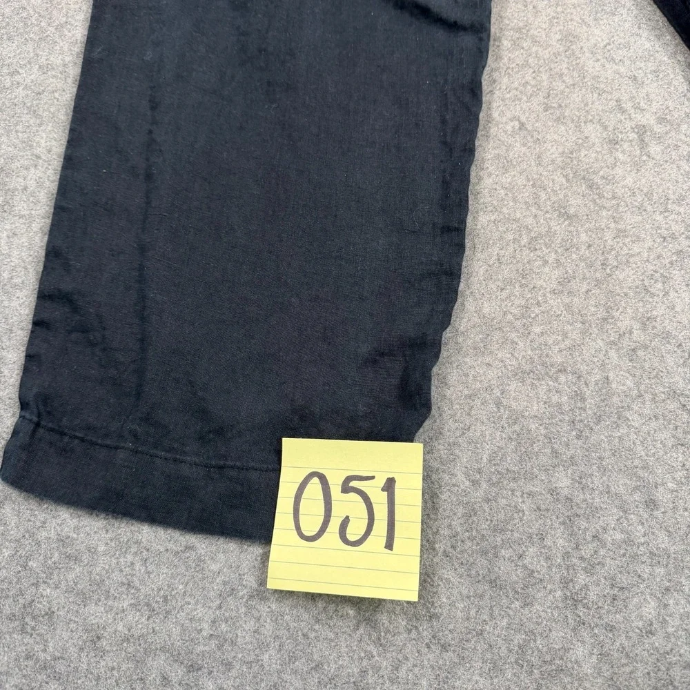 Quince Black European Linen Wide Leg Pull-On Cropped Pants Women's Size XL